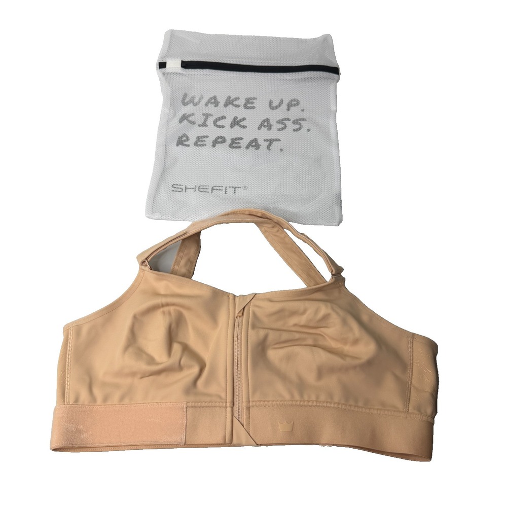 SHEFIT Nude/Tan High Support Front-Zip Sports Bra